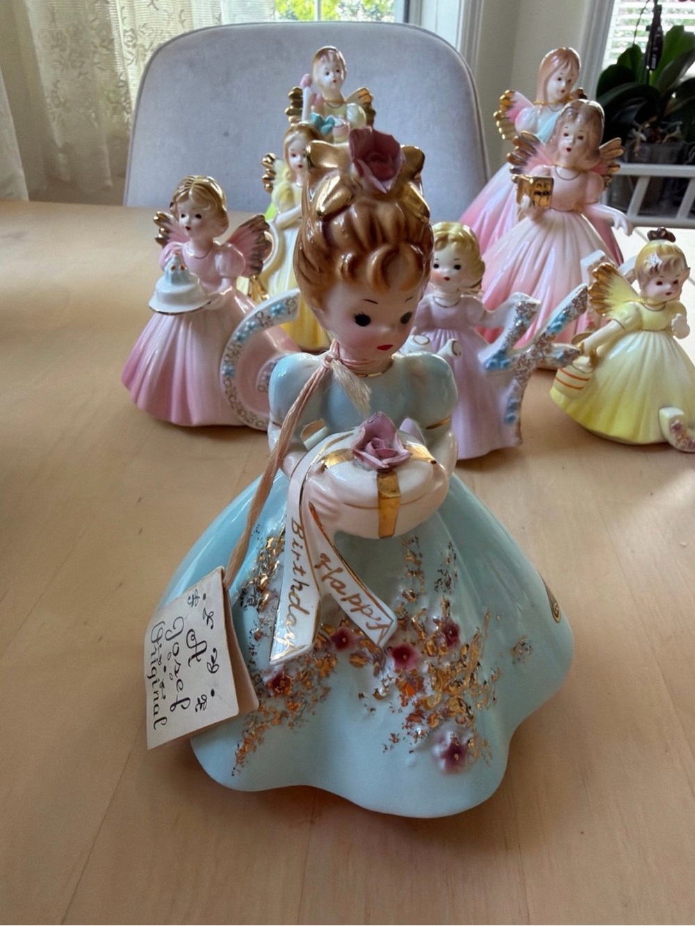 RARE NWT Vtg Josef Originals Happy Birthday Girl Figurine Japan MCM Cake Toper